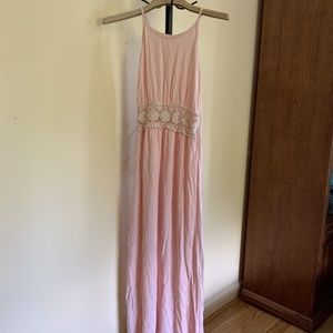 Blush, Pink Maxi Dress with Lace